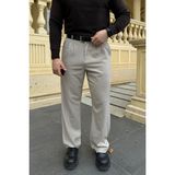 Livio Ferri Erkek Kumaş Baggy Kalıp Pileli Pantolon - Bej - S