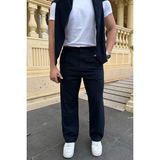 Livio Ferri Erkek Kumaş Baggy Kalıp Pileli Pantolon - Lacivert - XL