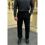 Livio Ferri Erkek Kumaş Baggy Kalıp Pileli Pantolon - Siyah