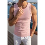 Livio Ferri Hono %100 Pamuk Fitilli Erkek Basic Atlet - Pembe - XL