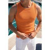 Livio Ferri Hono %100 Pamuk Fitilli Erkek Basic Atlet - Turuncu - XL