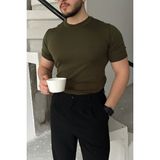 Livio Ferri Kama Erkek Bisiklet Yaka Pamuk Regular Fit Kısa Kollu Ince Triko Tişört - Nefti