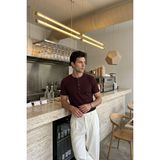 Livio Ferri Liiri %100 Pamuk Premium Fitilli Henley Yaka Yarım Düğmeli Erkek Tişört Regular Fit Basic Yazlık Tişört - Bordo