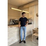 Livio Ferri Liiri %100 Pamuk Premium Fitilli Henley Yaka Yarım Düğmeli Erkek Tişört Regular Fit Basic Yazlık Tişört - Siyah