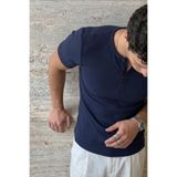 Livio Ferri Liiri %100 Pamuk Premium Fitilli Henley Yaka Yarım Düğmeli Regular Fit Basic Yazlık Erkek Tişört