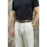 Livio Ferri Noviko Erkek Hakiki Kahverengi Deri Demir Gümüş Detaylı Kemer