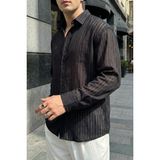 Livio Ferri Portela Erkek %100 Pamuk Premium Oversize Erkek Gömlek - Siyah