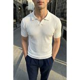 Livio Ferri Sion Regular Fit Erkek Kısa Kol Triko Polo Yaka Tişört - Beyaz - M