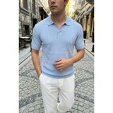 Livio Ferri Sion Regular Fit Erkek Kısa Kol Triko Polo Yaka Tişört - Mavi