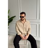 Livio Ferri Tap Erkek Oversize Pamuk Gömlek - Vizon
