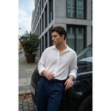 Livio Ferri Yurin Erkek Premium Müslin %100 Pamuk Oversize Uzun Kollu Gömlek - Beyaz - 2XL