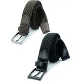 Livize 2 Adet Örgü Lastik Kemer 3,5cm - 100 cm - Siyah - Kahverengi