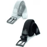 Livize 2 Adet Örgü Lastik Kemer 3,5cm - Şort Kemeri - Kot Kemeri - Kanvas Pantolon Kemeri -Siyah Yeşil - 130 cm - Siyah - Beyaz