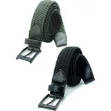 Livize 2 Adet Örgü Lastik Kemer 3,5cm - Şort Kemeri - Kot Kemeri - Kanvas Pantolon Kemeri -Siyah Yeşil - 130 cm - Siyah - Yeşil