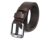Livize Erkek Deri 4,5 cm Borulu Kot Kemeri Kahverengi - Kahverengi - Kahverengi - 120 cm