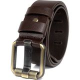 Livize Erkek Hakki Deri 4,5 cm Kot Kemeri - 115 cm - Kahverengi