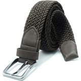 Livize Örgü Lastik Kemer 3,5cm - Şort Kemeri - Kot Kemeri - Kanvas Pantolon Kemeri - Kahverengi - 105 cm