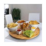 Livizmir Moda 36CM Dönerli Bambu Yuvarlak Pizza ve Sunum Tepsisi, 360 Derece Dönebilen Kahvaltı Sunum, Pizza Sunum ve Börek Sunum Tepsisi