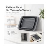 Livizmir Moda Ayarlanabilir Katlanır Lavabo Süzgeci, 6,3 Litre, Plastik ve Silikon, Aç Kapa Mutfak Için Tezgah Üstü Pratik Sürgülü Süzgeç, Gıda Ile Temasa Uygun, Bpa Içermez