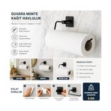Livizmir Moda Kendinden Yapışkanlı Kağıt Havluluk ve Rulo Havlu Askısı - Deliksiz Montaj, Paslanmaz Metal, Mat Siyah - Mutfak ve Banyo Için Duvara Monte Havluluk Aparatı