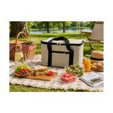 Livizmir Moda Krem Rengi 22 Litre Termal Piknik ve Taşıma Çantası – Su Geçirmez Kumaş, Kalın Yalıtımlı Iç Kaplama, 2 Bölmeli Soğuk-Sıcak Tutucu Çanta (39X27X23 Cm) - 0,5 x 7 cm