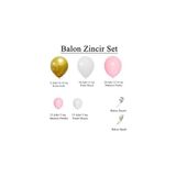 Livizmir Moda Krom Gold, Pastel Beyaz ve Makaron Pembe Temalı Balon Seti