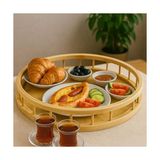 Livizmir Moda Premium Bambu Serisi 35 cm Çitli Yuvarlak Tepsi