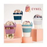 Livizmir Moda Renkli Take And Go Kaşıklı Hazneli Meyveli Yoğurt Kabı Piknik Iş Atıştırmalık Diyet Müsli Granola Süt Bardağı (Gece Mavisi) - 0,5 x 7 cm