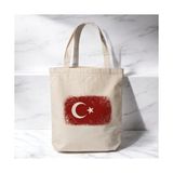 Livizmir Moda Türk Bayrağı - Baskılı Bez Omuz Çantası Pinterest Çanta (35X40 Cm)
