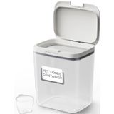 LivLab Mker Köpek Maması Kabı 5 lb Kapaklı Evcil Hayvan Maması Kapları, Hava Geçirmez Kedi Maması Kabı, BPA İçermez, Pirinç Kabı, Un Dispenseri (6 lbs), beyaz
