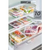 Livonelli 10 Adet 1000 ml 4 Bölmeli Buzluk Ve Mikrodalga Saklama Kabı, Derin Dondurucu Saklama Kabı