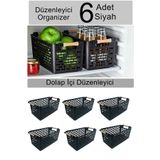 Livonelli 6 Ad Çok Amaçlı Tutacaklı Organizer Sepet - Dolap Içi Ve Buzdolabı Düzenleyici Sepet Siyah