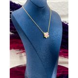Livora Jewelry 925 Ayar Gümüş Pembe Kuvars Taşlı Yonca Modeli Trend Kadın Kolye LVRKLY145