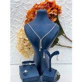 Livora Jewelry 925 Ayar Gümüş Pırlanta İşçilikli Baget Kesim Zirkon Taşlı 4'li Gerdanlık Kadın Takı Seti LVRTKSET056