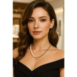 Livora Jewelry İncili Özel Tasarım Kadın Gümüş Kolye