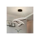 Livora Lighting 3Lu Halka Siyah Led Avize Beyaz Isik