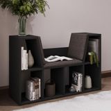 Livora Minderli Kitaplık - Oturma Alanlı 103 cm Minimalist Tasarım, Antrasit