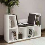 Livora Minderli Kitaplık - Oturma Alanlı 103 cm Minimalist Tasarım, Beyaz