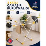 Livora Plastik Çamaşır Kurutmalığı 3 Katlı – Katlanabilir Kanatlı Kurutmalık - Sarı