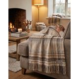 Livoras Home Dinarsu Cozy Life Pamuklu Tv Battaniyesi 130 x 170CM (Plaid Bej) - Kahverengi - Beyaz