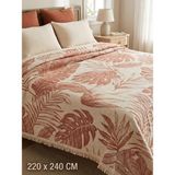Livoras Home Müslin 220 x 240CM Çift Kişilik Pike / Yatak Örtüsü ( Tarçın - Krem) - Çift Taraflı Pike