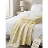 Livoras Home Müslin Çift Taraflı Kullanım 220 x 240CM Çift Kişilik Pike Sarı -Beyaz - Sarı - Beyaz - Battal Boy Pike Müslin