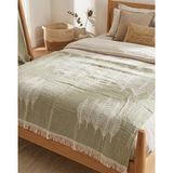 Livoras Home Müslin Pamuklu 220 x 240CM Çift Kişilik Pike Yeşil - Beyaz - Beyaz - Yeşil - 220 x 240 Battal Boy