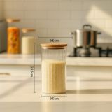 Livoras Home Optikli Silindir Cam Kavanoz - Şeffaf - Açık Kahverengi - 1200 ml