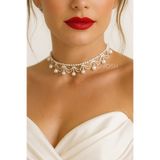 LIVOSH CHOKER İNCİLİ SALLANTILI TAŞLI TASMA KOLYE