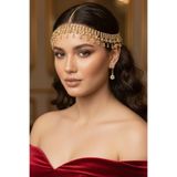 LIVOSH TAŞLI GELİN SAÇ AKSESUARI GELİN ALINLIK KINA TACI GOLD