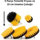 Livx Hygiene Matkap Ucuna Takılan Profesyonel Temizlik Fırçası 5 Parça ve 15 cm Uzatma Çubuğu Muf - 02-Sarı