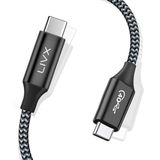 LivX TH02 Action Thunderbolt 4 Type C Kablo 100 W PD Şarj 1.8 Metre 40 Gbps Örgülü Kablo Veri ve Görüntü Aktarım Kablosu