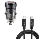 LivX Transparent 45W PD/QC Mini Araç Şarj Cihazı ve 2 m iPhone Hızlı Şarj Kablosu