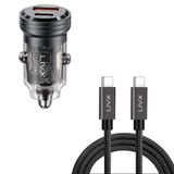 LivX Transparent 45W PD/QC Mini Araç şarj Cihazı ve 2 Metre Hızlı Şarj ve Data Kablosu L35 - TCT-02